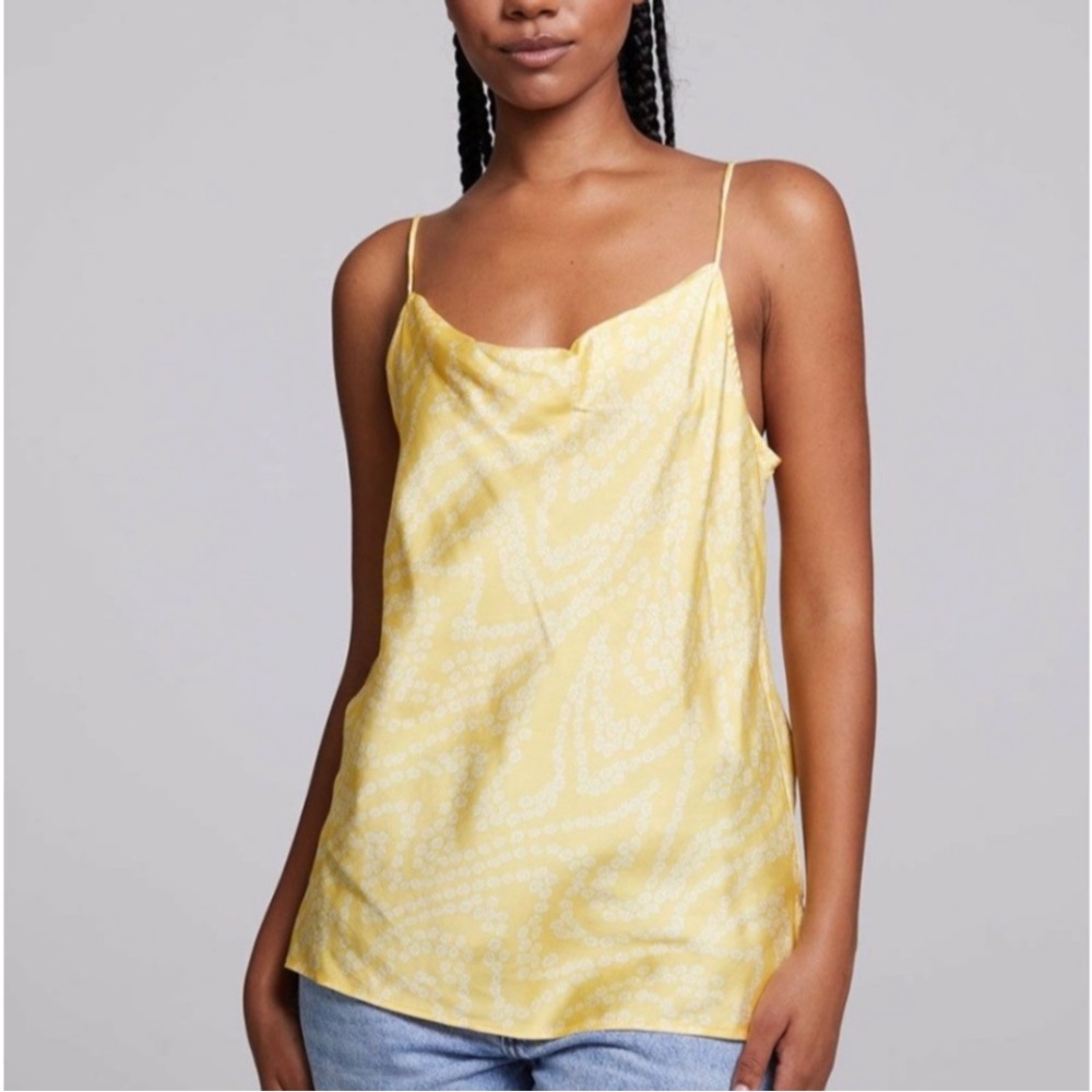 Chaser Yellow Sleeveless Bleeker Daisy Wave Print Camisole Tank Top sz S NWT